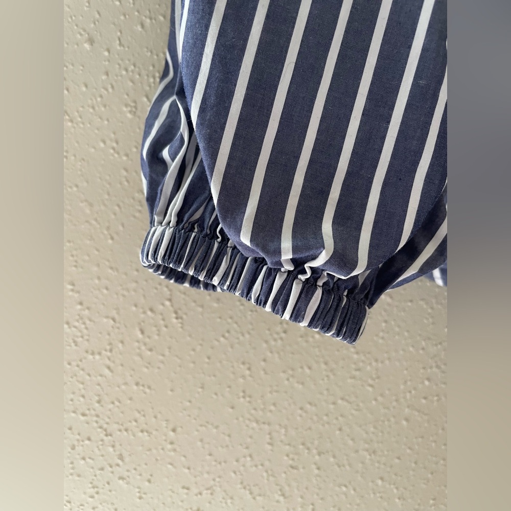 J Crew Women’s Size 6 Blue and White Striped Off The Shoulder Long Sleeve Top - Picture 6 of 16